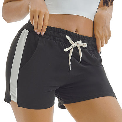 Sporty Velour Drawstring Gym Shorts For Women