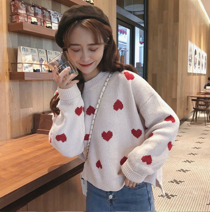 Coquette Aesthetic: Love Heart Nostalgia Knit Sweater