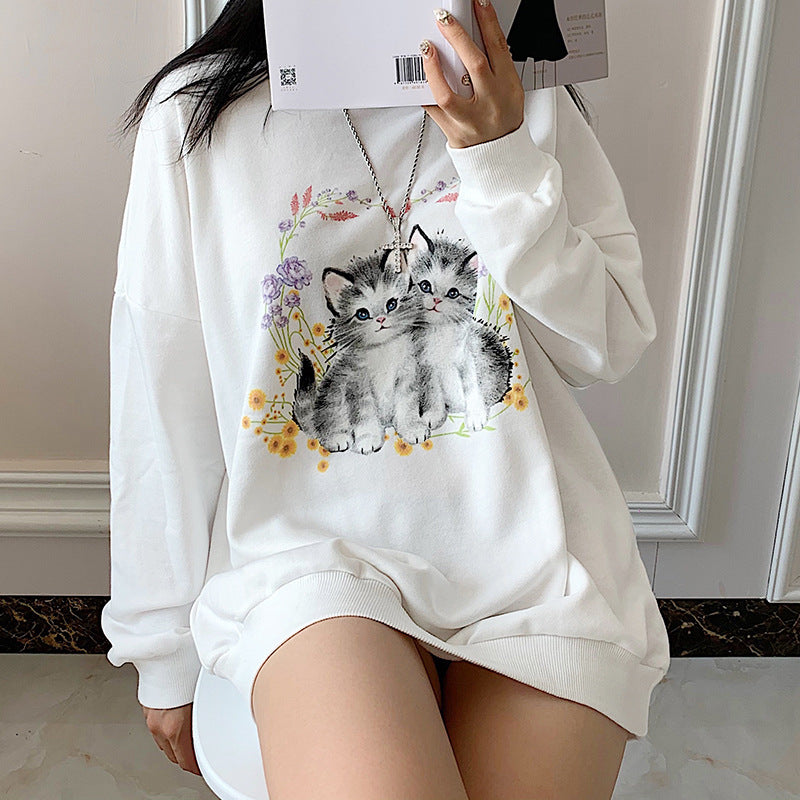 Chic Whimsical: Cute Cartoon Cat Tee