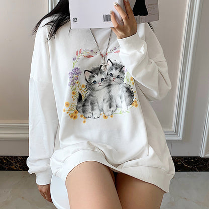 Chic Whimsical: Cute Cartoon Cat Tee
