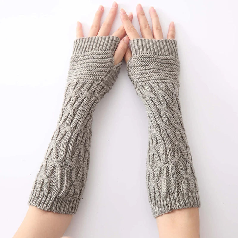 Frost Floral Knit Long Handwarmers