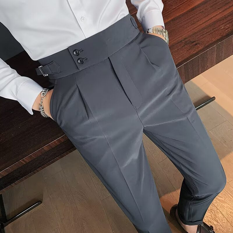 Slouchy Tailoring: High-Waisted Straight Trousers