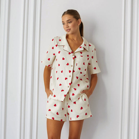 Heart Printed Cotton Pajamas