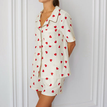 Heart Printed Cotton Pajamas