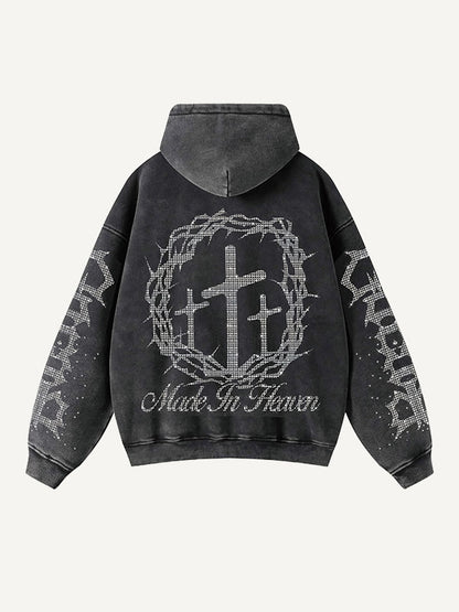 Retro Casual: Loose Printed Letter Hoodie