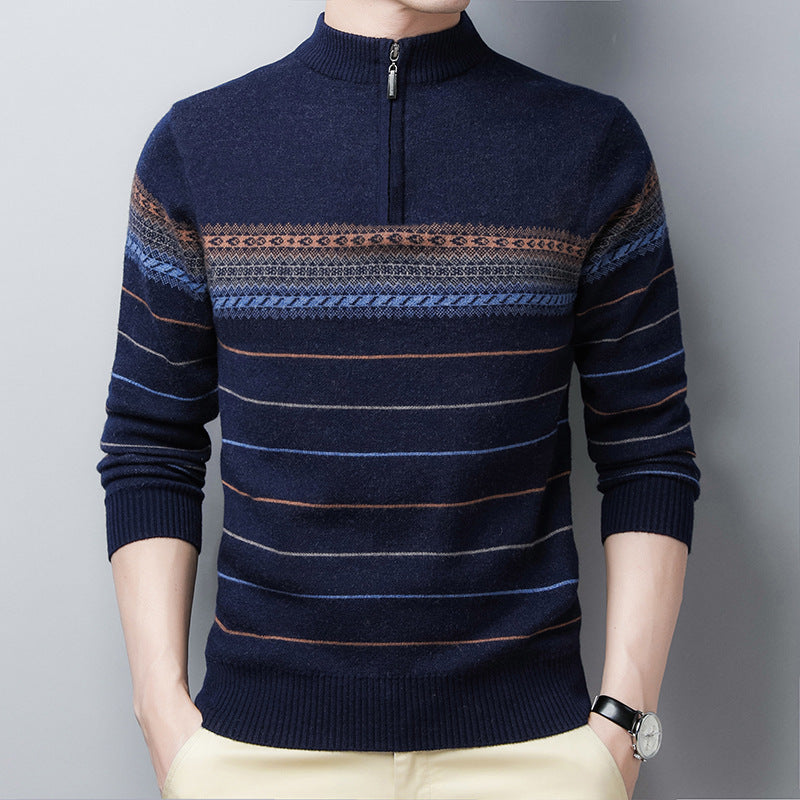 Striped Elegance: Premium Turtleneck Sweater
