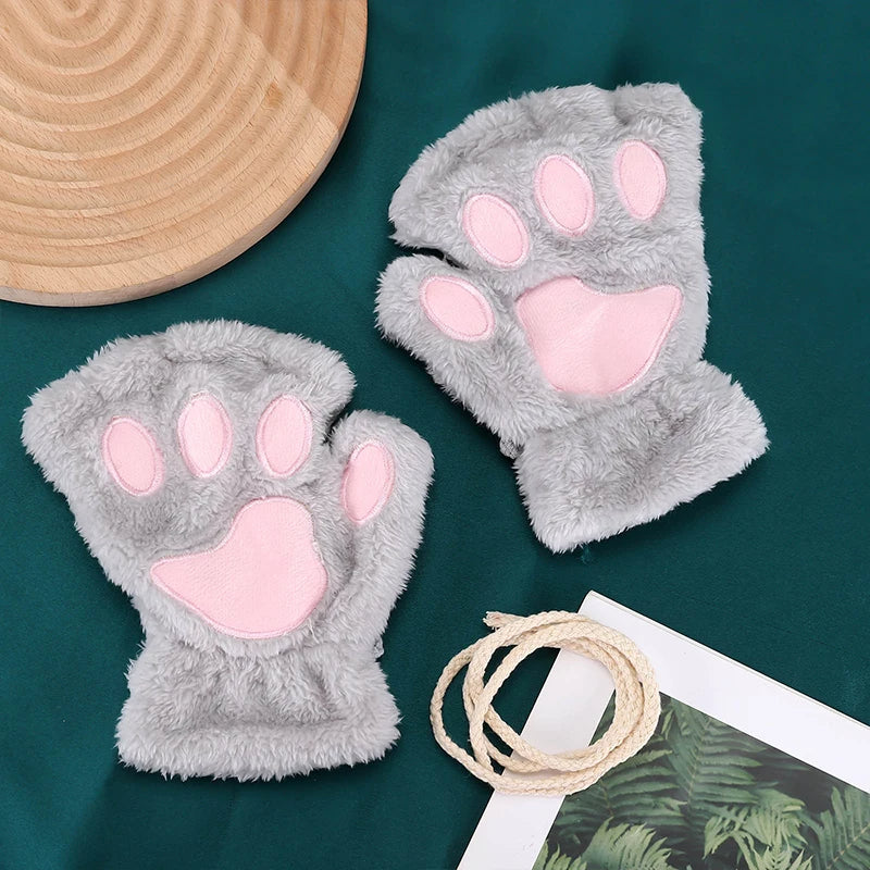 Cozy Kitty Claw Fingerless Gloves