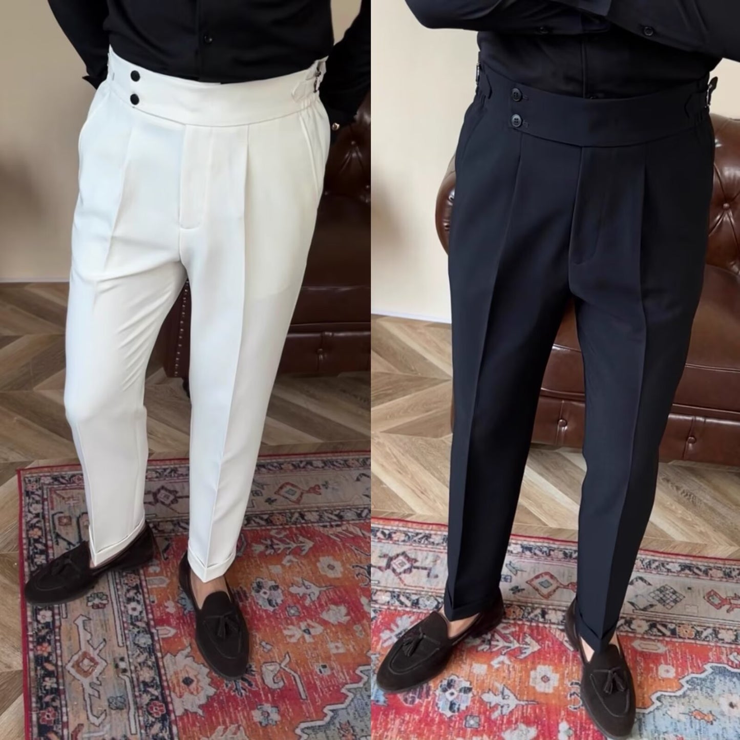Slouchy Tailoring: High-Waisted Straight Trousers