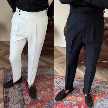 Slouchy Tailoring: High-Waisted Straight Trousers