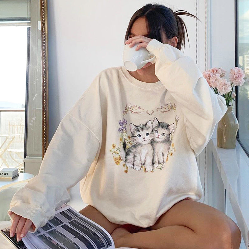 Chic Whimsical: Cute Cartoon Cat Tee