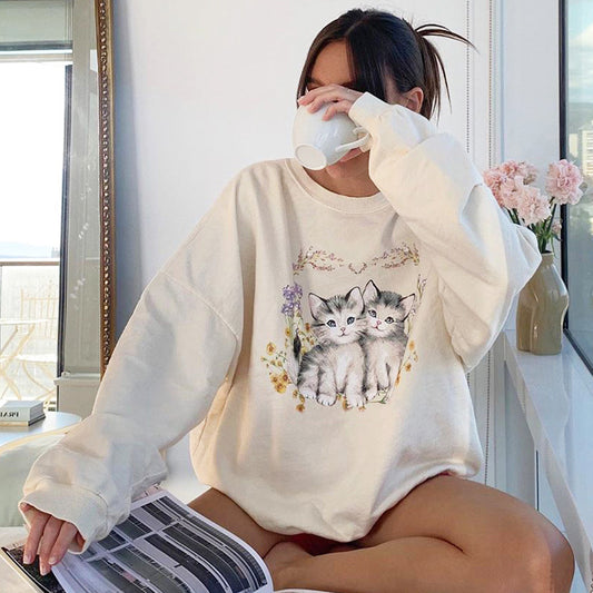 Chic Whimsical: Cute Cartoon Cat Tee