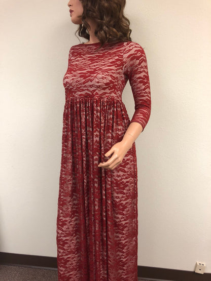 Red Fish Print Off Shoulder Maxi Dress