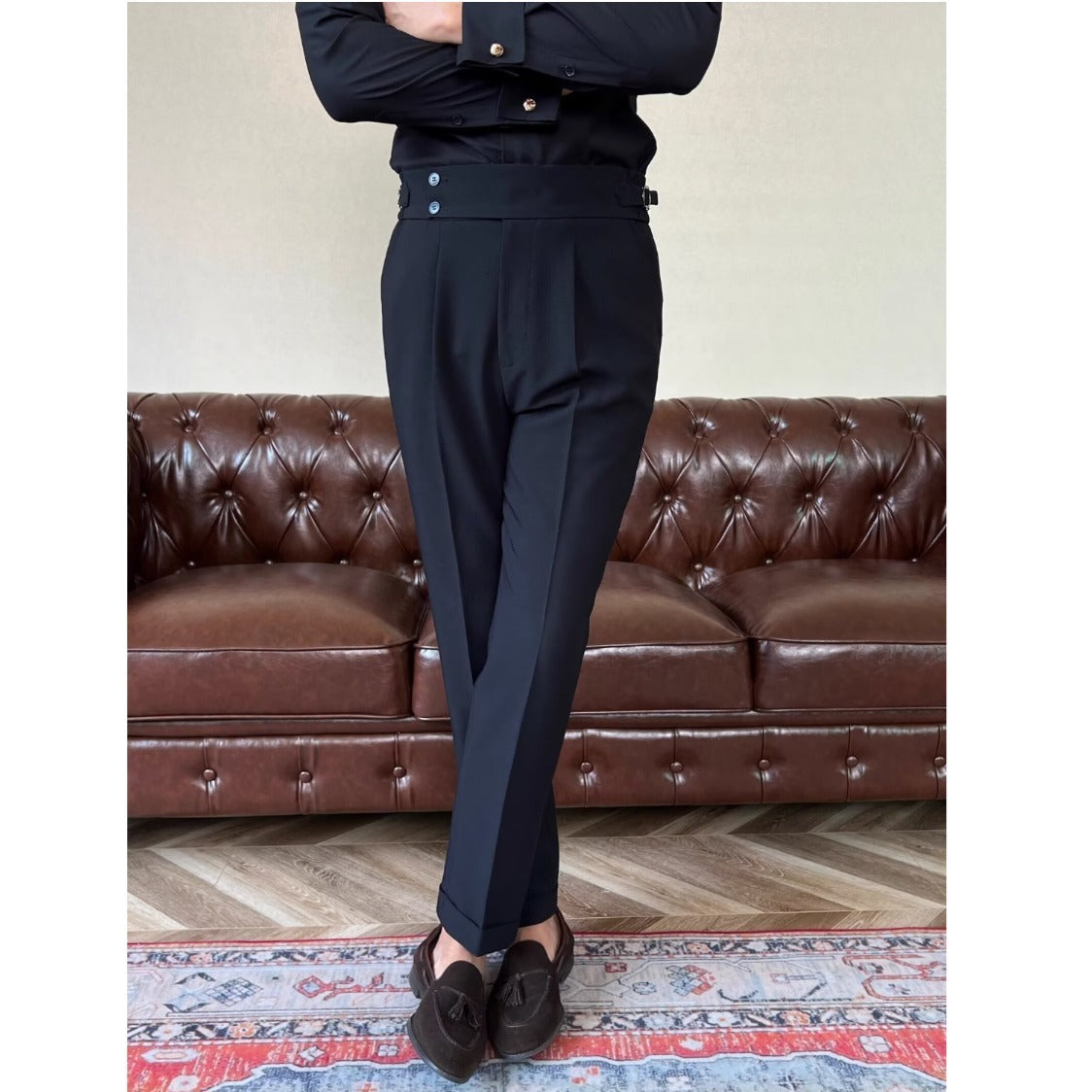 Slouchy Tailoring: High-Waisted Straight Trousers