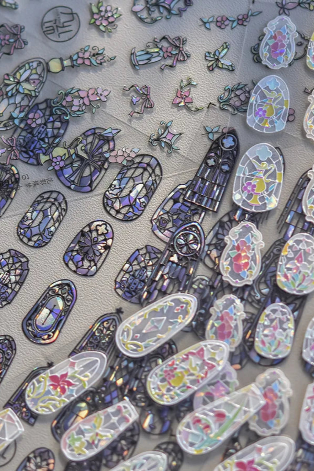 5D Stained Glass Nail Stickers For Fall Nails Inspiration And Glitter Nail Art Styling