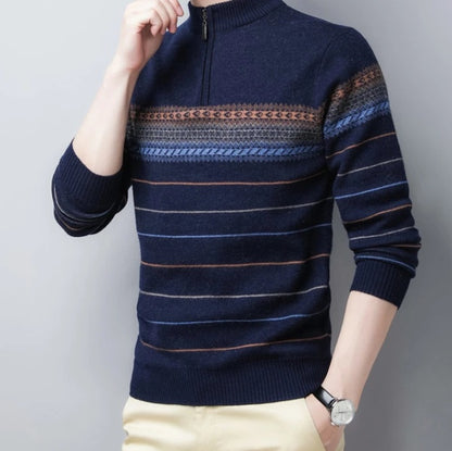 Striped Elegance: Premium Turtleneck Sweater