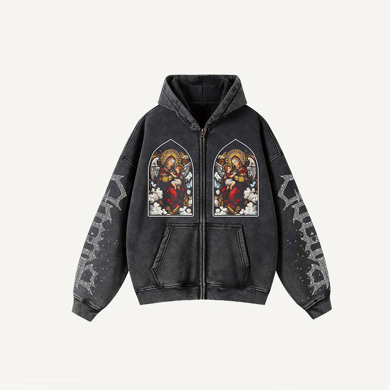 Retro Casual: Loose Printed Letter Hoodie