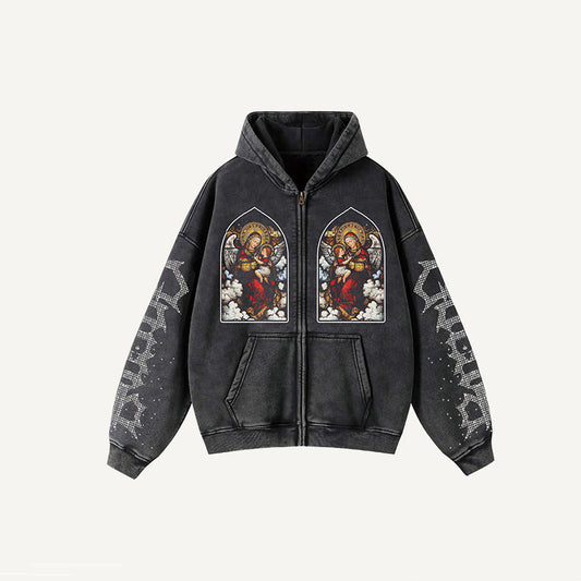 Retro Casual: Loose Printed Letter Hoodie
