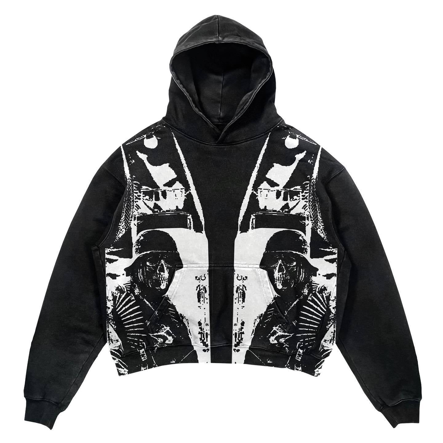 Y2K Harajuku Vintage Star Patchwork Hoodie Women Oversized Gothic Grunge Streetwear Sweatshirt Retro Aesthetic Loose Casual Distressed Urban Fashion Unisex Alternative Clothes