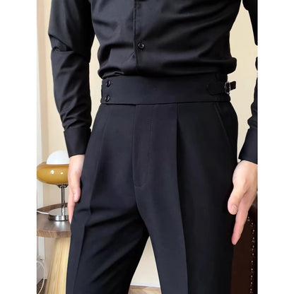 Slouchy Tailoring: High-Waisted Straight Trousers