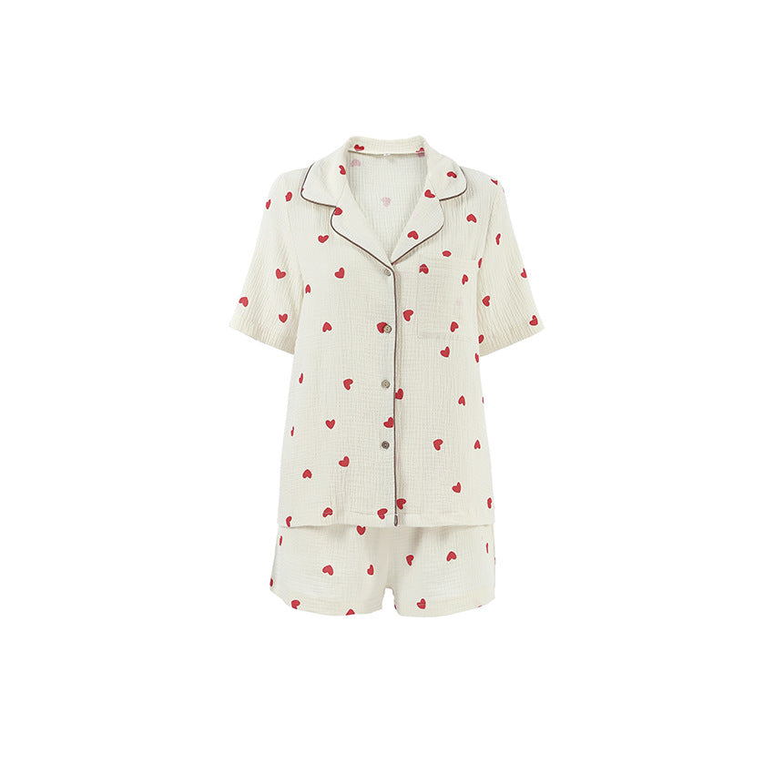 Heart Printed Cotton Pajamas