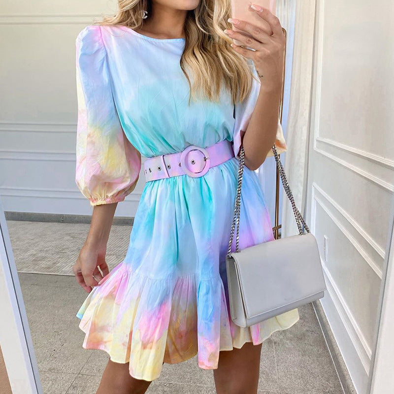 Mystique Allure: Tie-Dye Elegance Dress