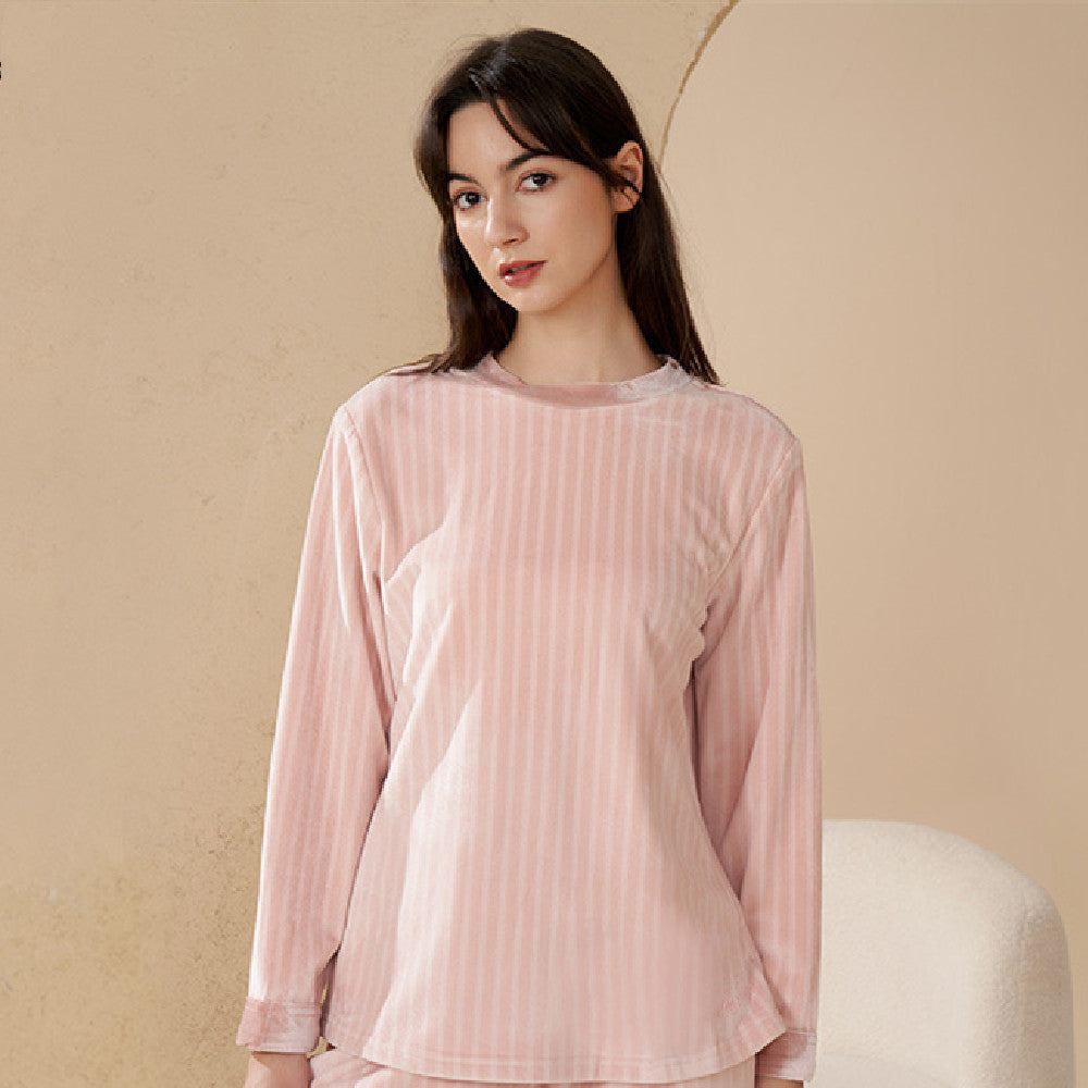 Womens Coral Velvet And Thin Flannel Pajama Ensemble