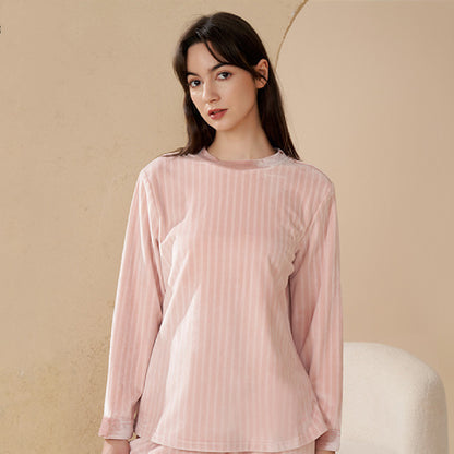 Womens Coral Velvet And Thin Flannel Pajama Ensemble