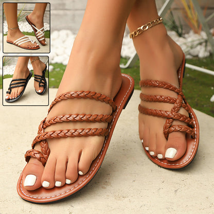 Genuine Leather Roman Clip Toe Sandals