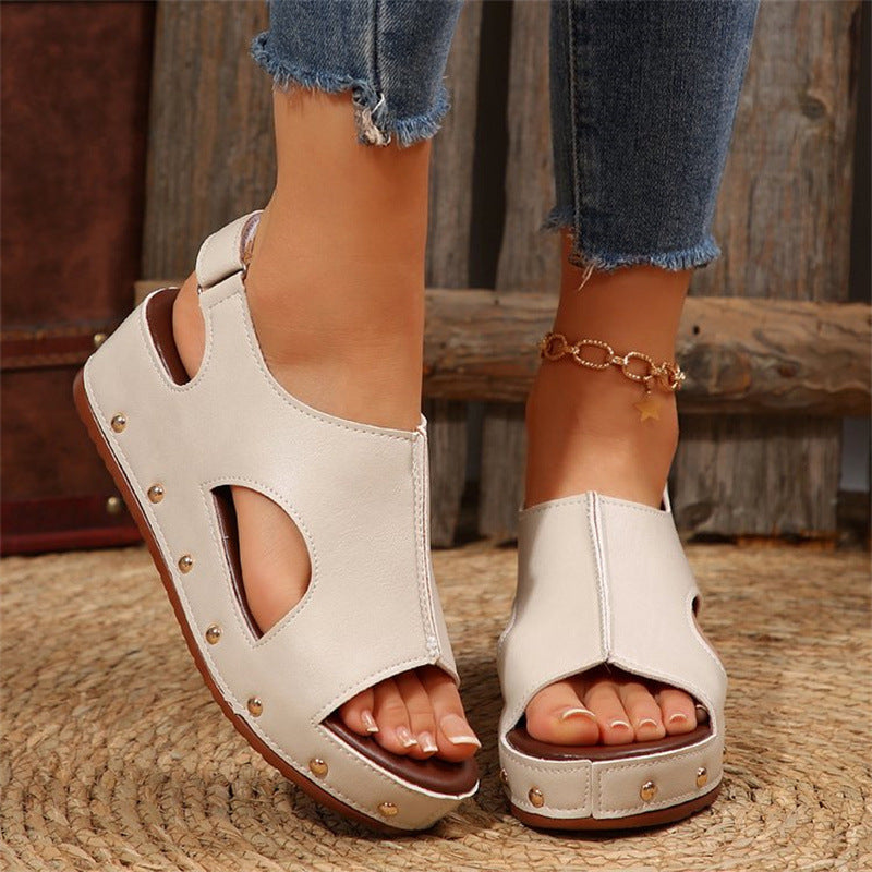 Womens Peep Toe Slide Sandals