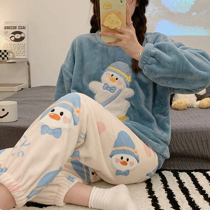 Autumn Winter Flannel Pajama Set