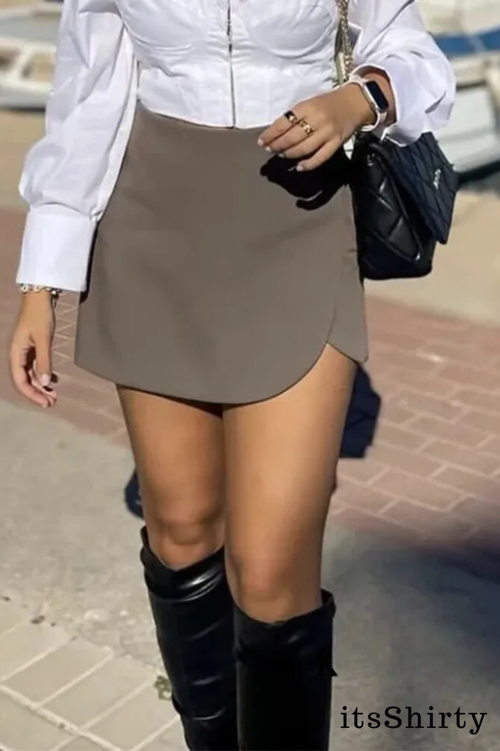 Casual Asymmetrical High Waist Mini Skirt