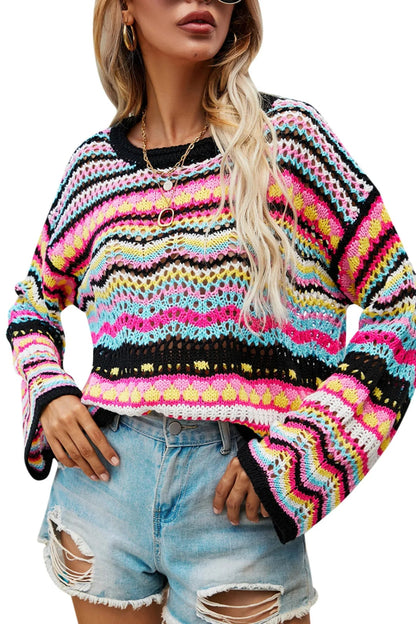 Casual Striped Knit Sweater For Women With 90s Style For 2025 Fall Outfits