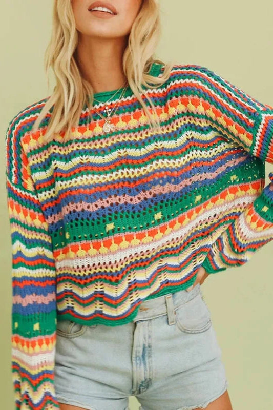 Casual Striped Knit Sweater For Women With 90s Style For 2025 Fall Outfits
