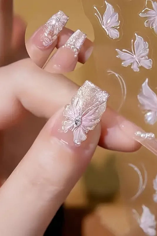Elegant Fall Nail Art Stickers With Aurora Butterflies For Seasonal Nail Inspiration