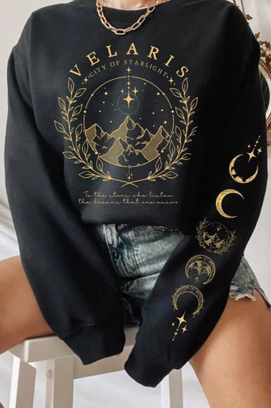 Fall Sweatshirt Aesthetic With Fantasy Print For Casual Outfits