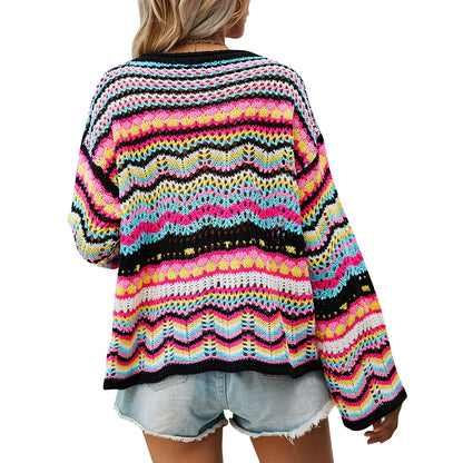 Casual Striped Knit Sweater For Women With 90s Style For 2025 Fall Outfits