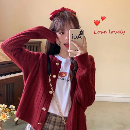 Korean Cute Knitted Love Cardigan