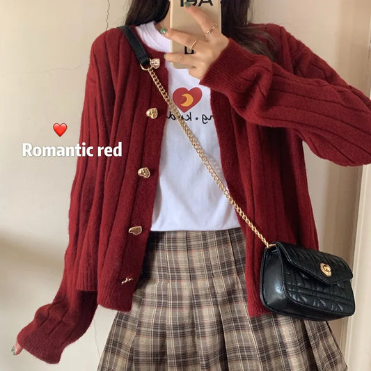 Korean Cute Knitted Love Cardigan