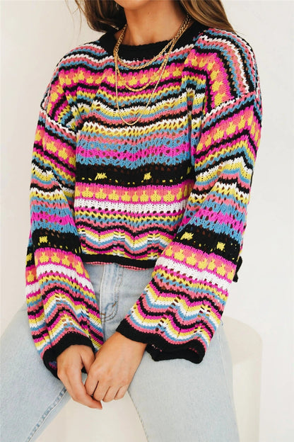 Casual Striped Knit Sweater For Women With 90s Style For 2025 Fall Outfits