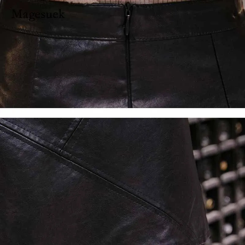 Chic Black Leather High Waist Mini Skirt