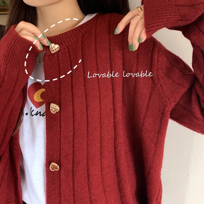 Korean Cute Knitted Love Cardigan