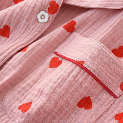 Heart-Printed Cotton Pajamas