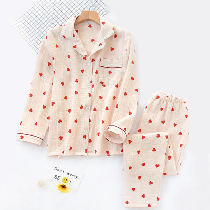 Heart-Printed Cotton Pajamas