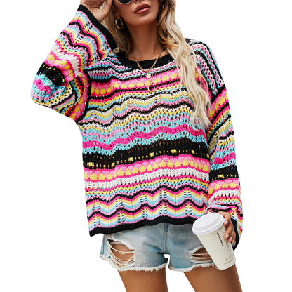 Casual Striped Knit Sweater For Women With 90s Style For 2025 Fall Outfits