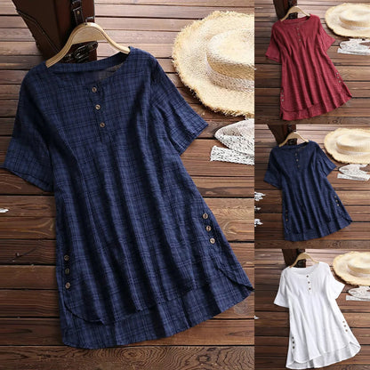 Short Sleeve Cotton Blouse 5XL Plus