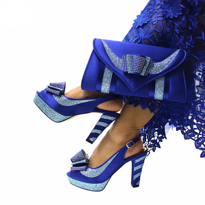 Indulge in luxury with our Elegant Royal Blue Women's Shoe Set. Gracefully designed with stylish Royal Blue Heels, this set of Ladies' Blue Dress Shoes is perfect for any formal or evening occasion. Elevate your fashion game with the sophisticated and chic Blue Shoe Collection.