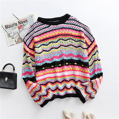 Casual Striped Knit Sweater For Women With 90s Style For 2025 Fall Outfits