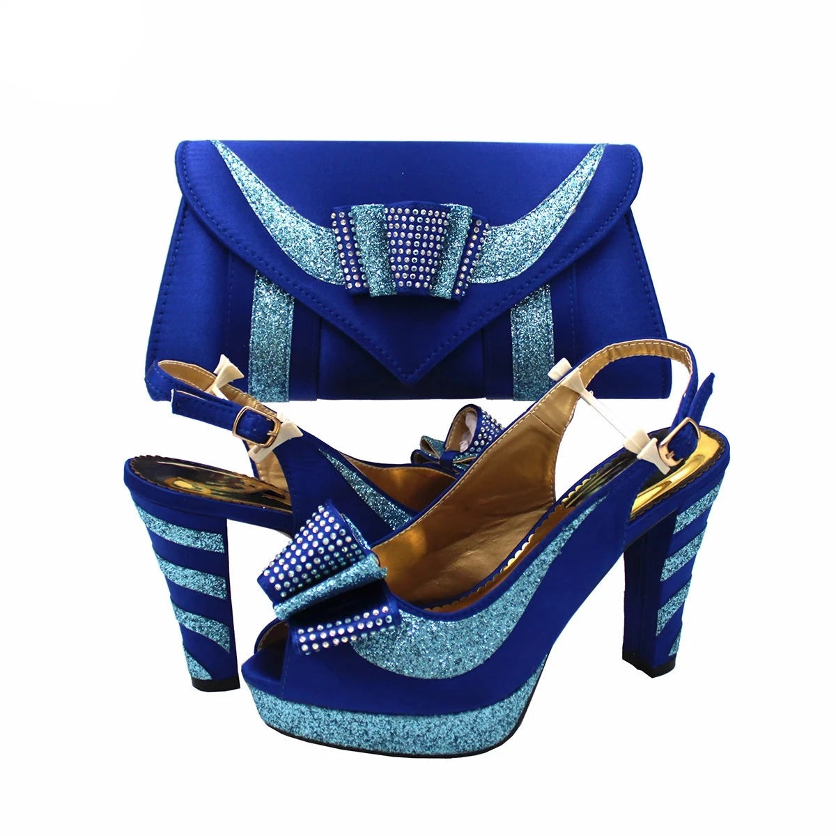 Indulge in luxury with our Elegant Royal Blue Women's Shoe Set. Gracefully designed with stylish Royal Blue Heels, this set of Ladies' Blue Dress Shoes is perfect for any formal or evening occasion. Elevate your fashion game with the sophisticated and chic Blue Shoe Collection.