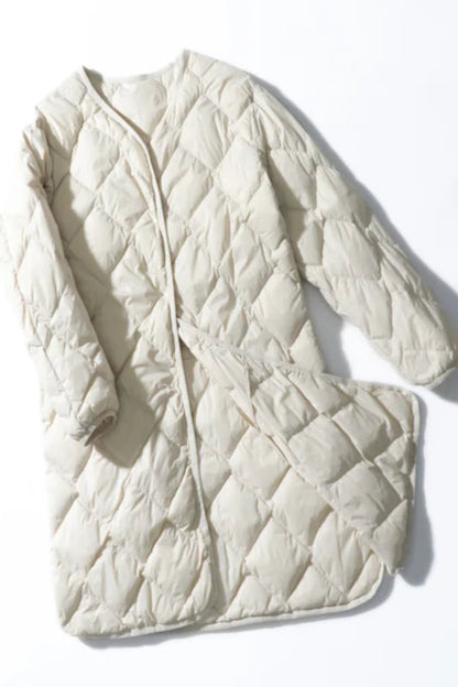Lightweight Puffer Coat With Argyle Stitching For Autumn Outfits Warm Style