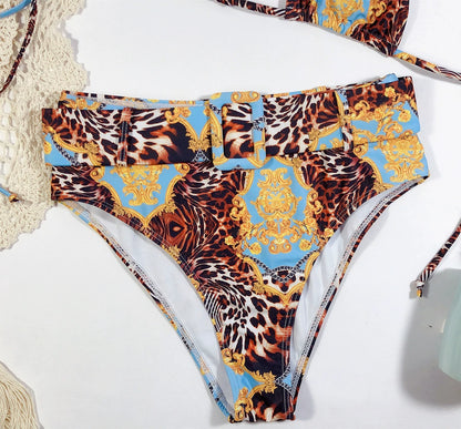Strappy High Waist Swimsuit With Halterneck And Bold Metal Ring Vibes